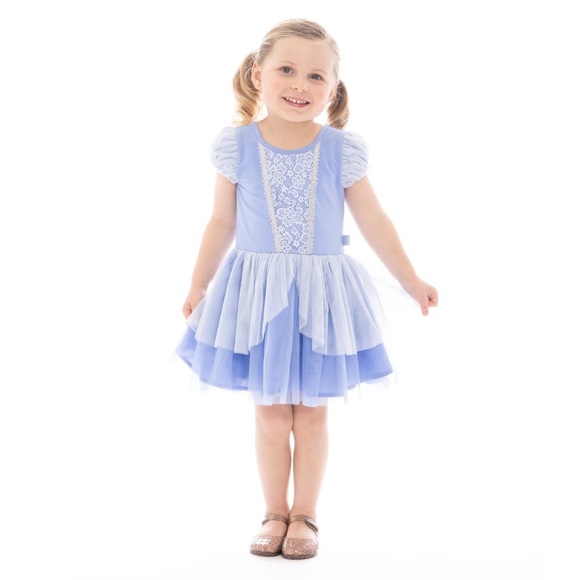 New Disney Princess Toddler Girls Cinderella Cosplay Dress with Puff Sleeves NWT - Picture 1 of 16